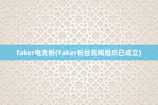 faker电竞粉(Faker粉丝民间组织已成立)