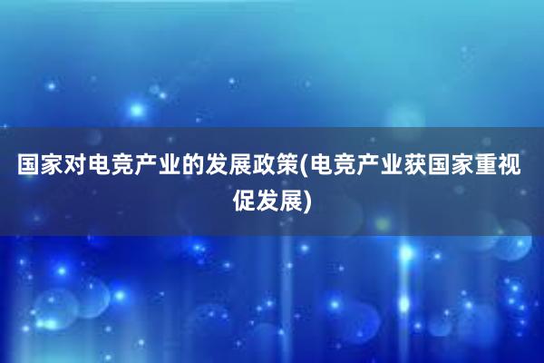 国家对电竞产业的发展政策(电竞产业获国家重视 促发展)