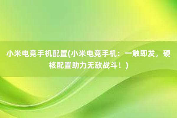 小米电竞手机配置(小米电竞手机：一触即发，硬核配置助力无敌战斗！)