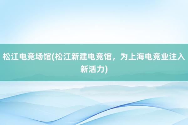 松江电竞场馆(松江新建电竞馆，为上海电竞业注入新活力)