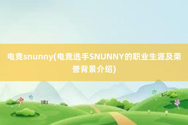 电竞snunny(电竞选手SNUNNY的职业生涯及荣誉背景介绍)