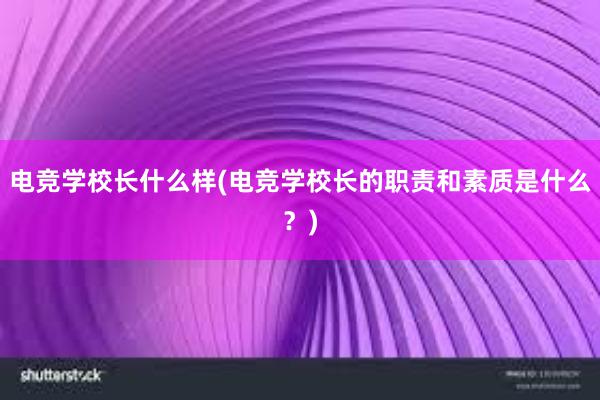 电竞学校长什么样(电竞学校长的职责和素质是什么？)