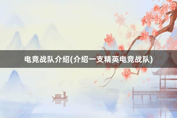 电竞战队介绍(介绍一支精英电竞战队)