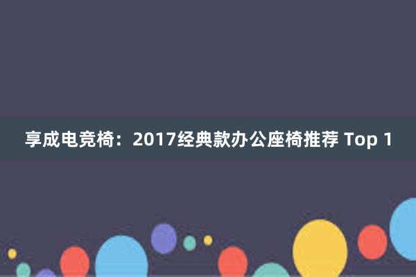 享成电竞椅：2017经典款办公座椅推荐 Top 1