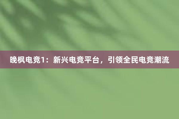 晚枫电竞1：新兴电竞平台，引领全民电竞潮流