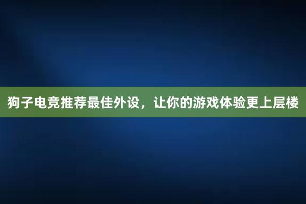 狗子电竞推荐最佳外设，让你的游戏体验更上层楼